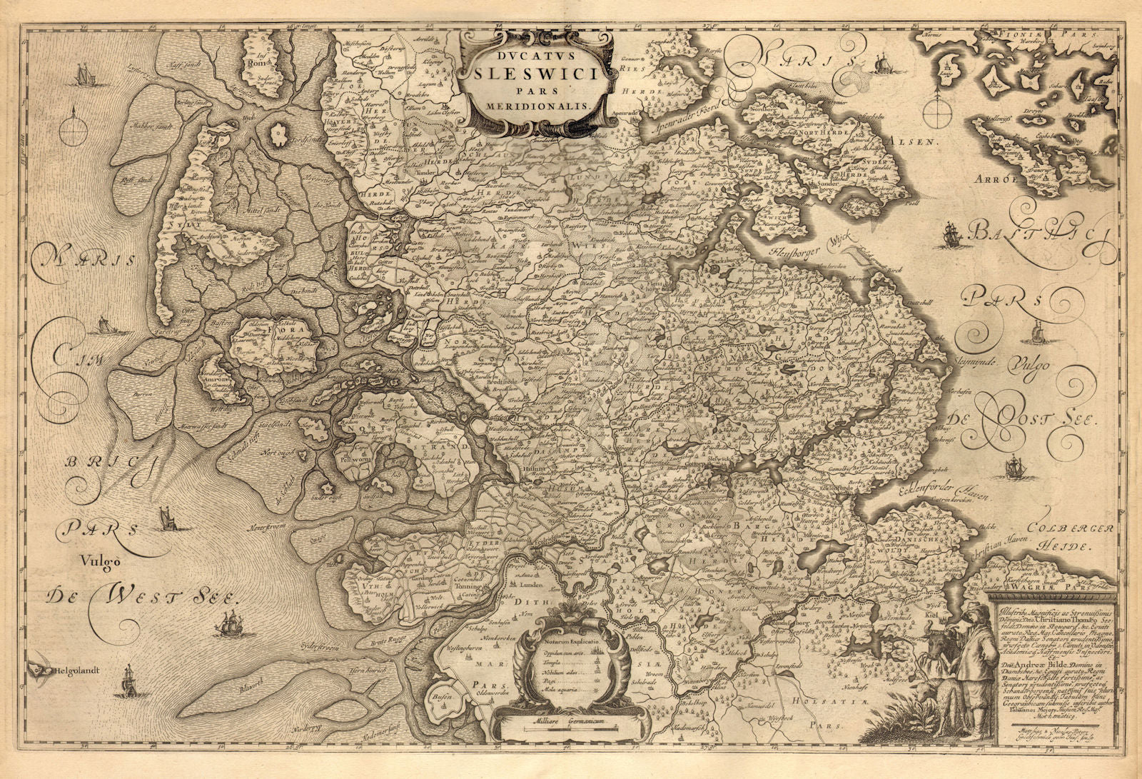 DUCATUS SLESWICI PARS MERIDIONALIS. South Schleswig. Germany. BLAEU c1667 map